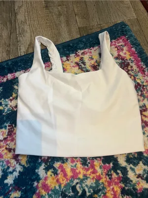 Abercrombie YPB White Square Neck Cropped Tank Top thumbnail 3