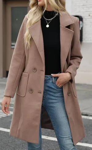 Amazon Women Winter Wool Blend Camel Mid-Long Coat thumbnail 2
