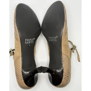 Franco Sarto Womens Mary Jane Pumps Tan Suede Snakeskin Embossed Heel Size 7M thumbnail 8