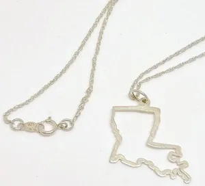 Maya Brenner Louisiana Necklace SterlingSilver State Outline Charm Delicate Fine thumbnail 6