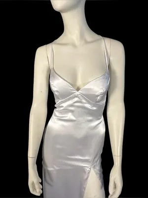 Monvelli Satin Maxi Slip Dress White Size 4 NWT thumbnail 2