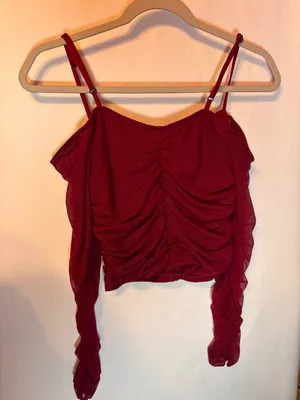 Red Mesh Ruched Corset Top – Size M thumbnail 5