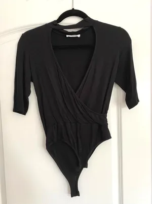Black Deep V Bodysuit thumbnail 1