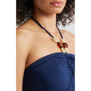 Eliza J Maxi Dress Navy Halter Pleated Embellished Formal Cocktail US 10 NWT thumbnail 3