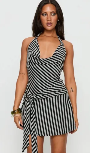 Princess Polly Striped Halter Dress thumbnail 1