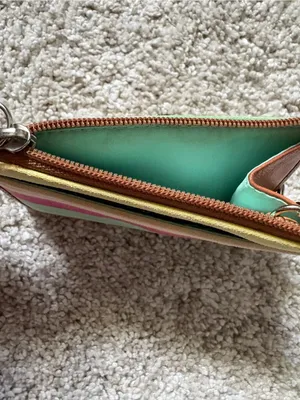 Vintage Coach Rainbow Coin Purse Striped Canvas Key Pouch thumbnail 6