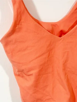 Lululemon Align Tank Top Orange Ribbed Athletic V Neck Size 0 thumbnail 2