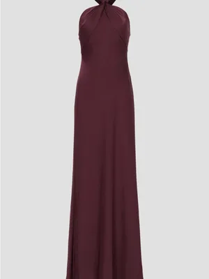 Liv Foster Satin Halter Gown burgundy thumbnail 10
