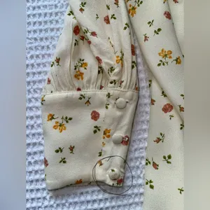 Reformation Cream Floral Long Sleeve Dress thumbnail 12