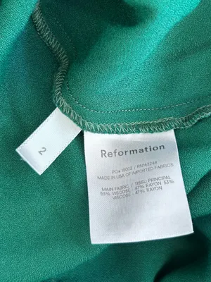 Reformation Emerald Green Long Puff Sleeve Square Neck Midi Dress Size 2 thumbnail 5