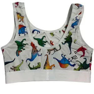 TomboyX Bralette Women Small White Rainbow Dinosaur Print Scoop Neck Kidcore thumbnail 3