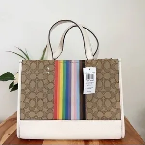 Coach Dempsey Carryall In Signature Jacquard With Rainbow Stripe cj578 thumbnail 4