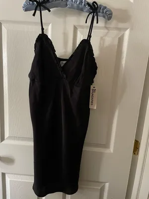 No Boundaries Chemise Slip Dress Color: Black Soot. M(8-10) 27”L P-P 18” thumbnail 2