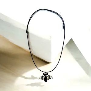 Gothic Black & White Bat Pendant Spooky‎ Season Necklace thumbnail 2