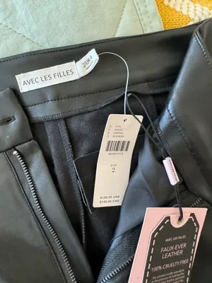 Avec Les Filles Black Leather Flare Pants thumbnail 5