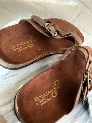 White Mountain Brown Braided Toe Post Sandals Buckle slide on 7 NEW thumbnail 4