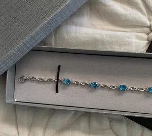 Zales Oval Swiss Blue Topaz Infinity Link Bracelet Sterling Silver 925 thumbnail 3