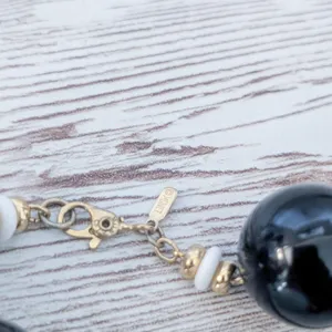 Vintage Monet Necklace Chunky Statement Black, White, Gold Tone thumbnail 5