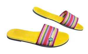 Havaianas Sandals Women's Sz 7.5 Multicolor Striped Slide Cruise Resort Poolside thumbnail 1