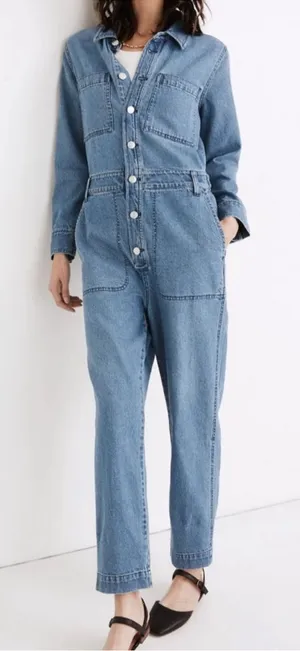 Madewell Light Blue Denim Relaxed Utility Coverall Jumpsuit in Glenroy Wash thumbnail 1