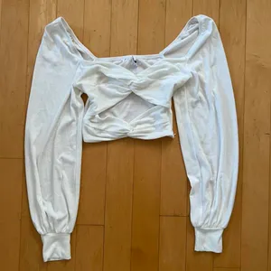 Princess Polly white long sleeve knit crop top thumbnail 1