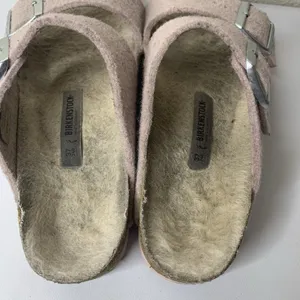 Birkenstock Arizona Shearling Sandals Sz 37 US 6 Pink Suede Fuzzy Wool Slides thumbnail 6