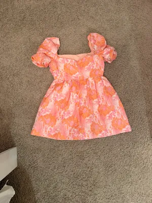 orange floral dress thumbnail 2