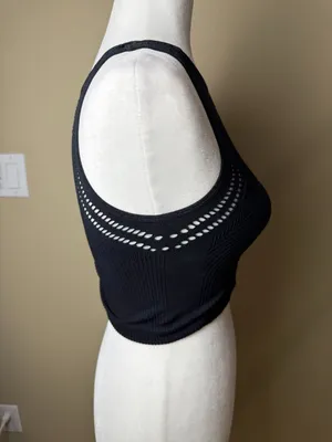 By ANTHROPOLOGIE Black Sheer Ribbed Seamless Tank Top Cropped Black Size M/L thumbnail 5