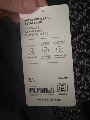 NWT Athleta Move With Ease Asym Tie Tank Black Athletic Yoga Size Medium thumbnail 8
