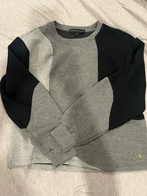 Adrienne Vittadini Womens Gray & Black Colorblock Sweatshirt & Pants Set Size M thumbnail 2