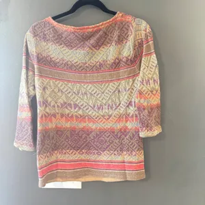 Lauren Ralph Lauren‎ Linen Cotton Geometric Sweater Purple Coral Small Western thumbnail 5