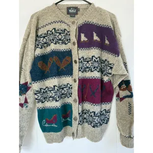 Woolrich Ski Vintage 100%‎ Wool Winter Scene Cardigan Sweater Nordic Gray XL thumbnail 2