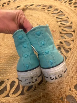 Converse Teal High Top Platform Sneakers thumbnail 3