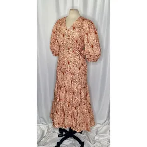 NWT!! Anthropologie HUTCH V-Neck Tiered Wrap Dress Geometric Blockprint Large thumbnail 6
