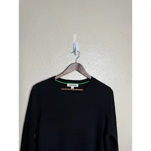 Boden 100% Cashmere Crewneck Sweater Womans L Black Green Trim Ribbed Edges thumbnail 4