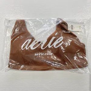 New Aerie Offline Ribbed Plunge Double Strap Mesh Back Sports Bra Brown Size Small thumbnail 19