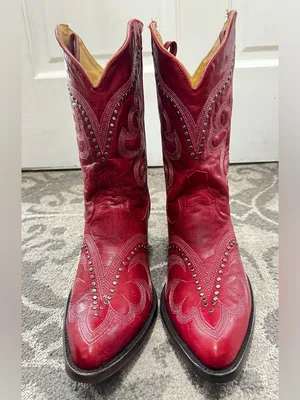 Old Gringo Shay Red Embroidered Studded Western Ankle Boots Size 9 thumbnail 4