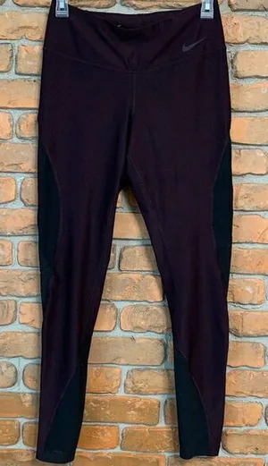 Nike‎ Women's Dri-Fit Mesh Cutout Mid Rise Skinny Ankle Leggings Purple - Size S thumbnail 1