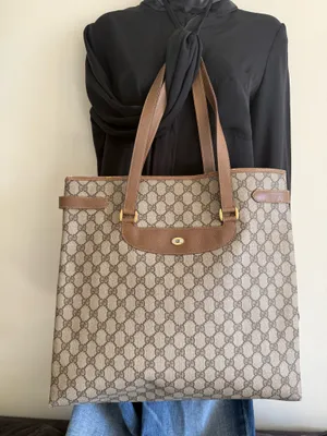Gucci GG Tote Bag Canvas Leather thumbnail 3