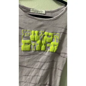 DAYDREAMER Purple Neon Green Tie Dye Baby Tee Style Ribbed Knit Tee size Medium thumbnail 5