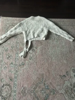 ZARA White Knit Sweater Cropped thumbnail 3