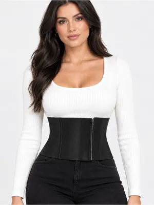 NWT Zara 100% Leather Black Waist Belt - Size Large thumbnail 1