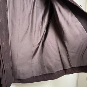 VTG 90s Women Goat Suede Leather Jacket Equestrian‎ Chocolate Brown Western Boho thumbnail 7
