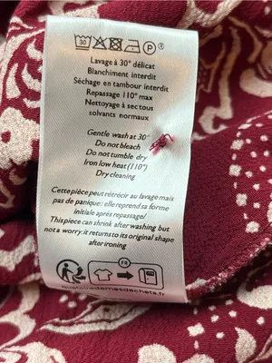 Sézane Boheme Burgundy Red Cream Boho Floral Long Sleeve Midi Maxi Dress‎ Medium thumbnail 5