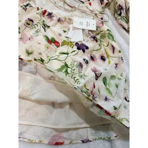 H&M Linen Blend Floral Off Shoulder Puff Sleeve LaceUp Back Dress size M -42 thumbnail 7