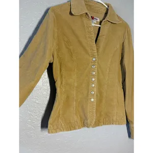 Vtg Y2K Live A Little Corduroy Beige Jacket Gilmore Girls Phoebe Sz M thumbnail 5