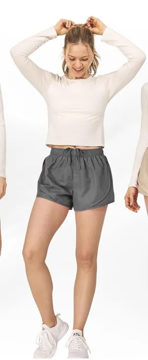 Ultra Performance Running Shorts With Liner Drawstring Waist Gray Womens L NWT thumbnail 1