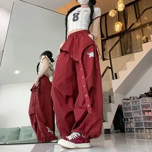 Yesstyle Drawstring Waist Cargo Pants Red thumbnail 2