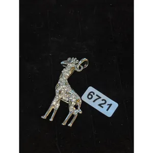 Giraffe Crystal Pendant Silver Tone Jewelry thumbnail 7