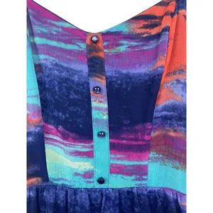 Triple Heart High Low Midi Sleeveless Tie Dye Flowy Dress S boho thumbnail 4